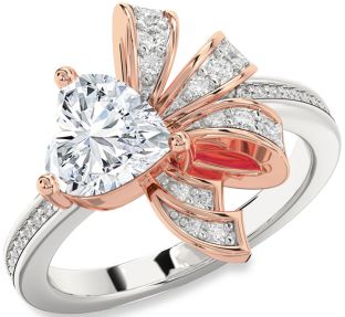 Diamond Silver & 10K Rose Gold Heart Ring