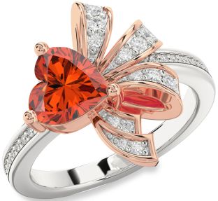 Diamond Amethyst Platinum & Rose Gold Heart Pave Promise Ring