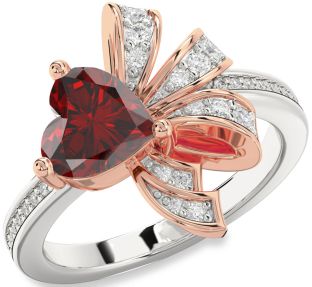 Diamond Amethyst Platinum & Rose Gold Heart Pave Promise Ring