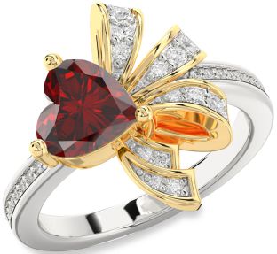 Diamond Amethyst Platinum & Yellow Gold Heart Pave Promise Ring