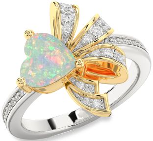 Diamond Amethyst Platinum & Yellow Gold Heart Pave Promise Ring