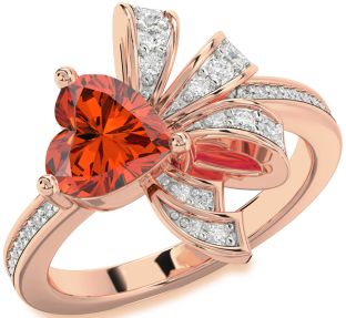 Diamond Amethyst Rose Gold Heart Pave Promise Ring