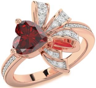 Diamond Amethyst Rose Gold Heart Pave Promise Ring