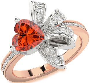 Diamond Amethyst Platinum & Rose Gold Heart Pave Promise Ring