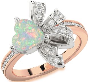 Diamond Amethyst Platinum & Rose Gold Heart Pave Promise Ring