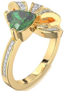 Diamond Emerald Gold Heart Pave Promise Ring