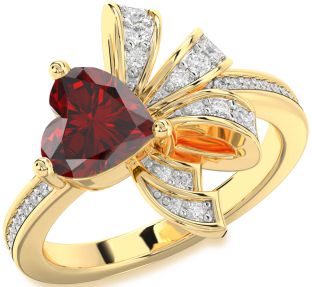 Diamond Amethyst Gold Heart Pave Promise Ring