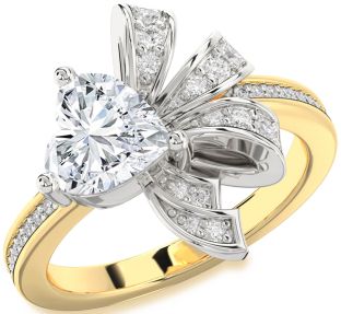 Diamond White Yellow Gold Heart Ring