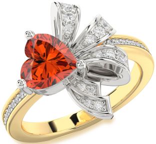 Diamond Amethyst Platinum & Yellow Gold Heart Pave Promise Ring