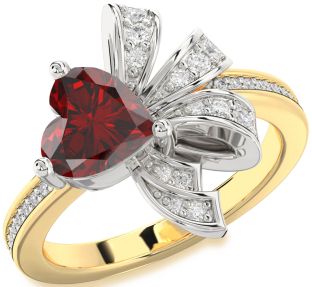 Diamond Amethyst Platinum & Yellow Gold Heart Pave Promise Ring