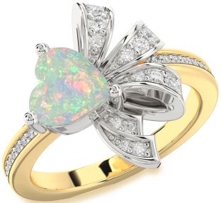 Diamond Amethyst Platinum & Yellow Gold Heart Pave Promise Ring