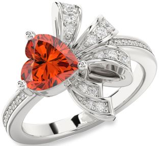 Diamond Amethyst Platinum Heart Pave Promise Ring