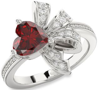 Diamond Amethyst Platinum Heart Pave Promise Ring