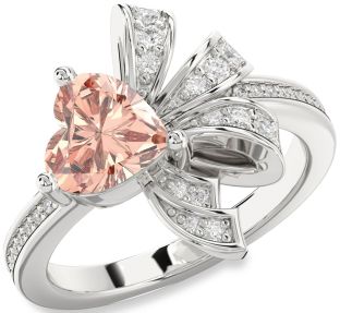 Diamond Amethyst Platinum Heart Pave Promise Ring