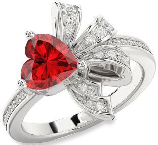 Diamond Ruby White Gold Heart Ring