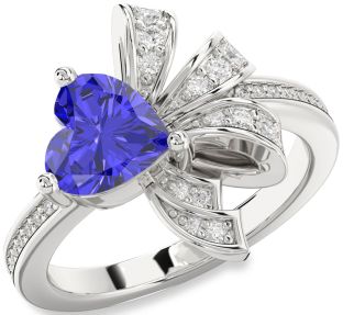 Diamond Amethyst Platinum Heart Pave Promise Ring