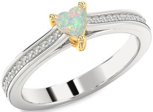 Diamond Amethyst Platinum & Yellow Gold Heart Pave Promise Ring