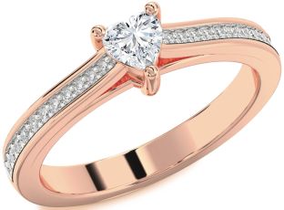 Diamond Rose Gold Heart Solitaire Pave Engagement Ring