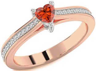 Diamond Amethyst Platinum & Rose Gold Heart Pave Promise Ring