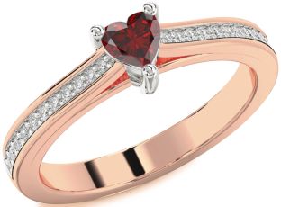 Diamond Amethyst Platinum & Rose Gold Heart Pave Promise Ring