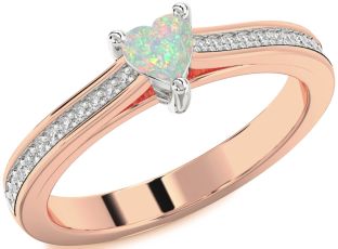 Diamond Amethyst Platinum & Rose Gold Heart Pave Promise Ring