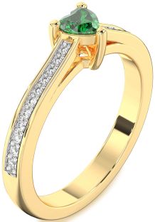 Diamond Emerald Gold Heart Pave Promise Ring