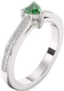 Diamond Emerald White Gold Heart Pave Promise Ring