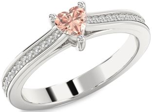 Diamond Amethyst Platinum Heart Pave Promise Ring