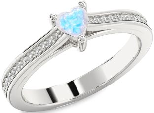 Diamond Amethyst Silver Heart Pave Promise Ring