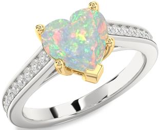 Diamond Amethyst Platinum & Yellow Gold Heart Solitaire Pave Engagement Ring