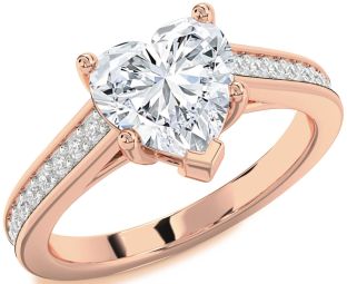 Diamond Rose Gold Heart Solitaire Pave Engagement Ring