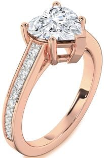 Diamond Rose Gold Heart Solitaire Pave Engagement Ring