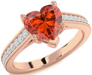 Diamond Amethyst Rose Gold Heart Solitaire Pave Engagement Ring