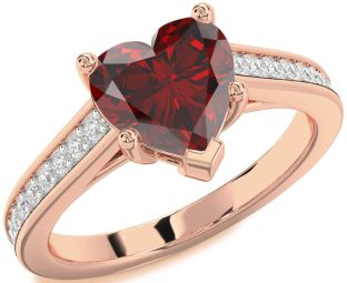 Diamond Amethyst Rose Gold Heart Solitaire Pave Engagement Ring