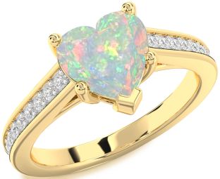 Diamond Amethyst Gold Heart Solitaire Pave Engagement Ring