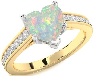 Diamond Amethyst Platinum & Yellow Gold Heart Solitaire Pave Engagement Ring