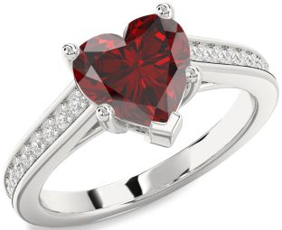 Diamond Amethyst Platinum Heart Solitaire Pave Engagement Ring