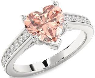 Diamond Amethyst Platinum Heart Solitaire Pave Engagement Ring