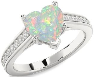 Diamond Amethyst Platinum Heart Solitaire Pave Engagement Ring