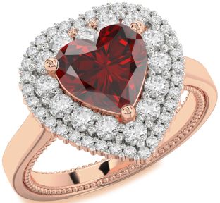 Diamond Amethyst Rose Gold Heart Halo Engagement Ring