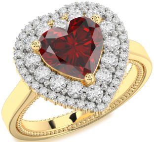 Diamond Amethyst Gold Heart Halo Engagement Ring