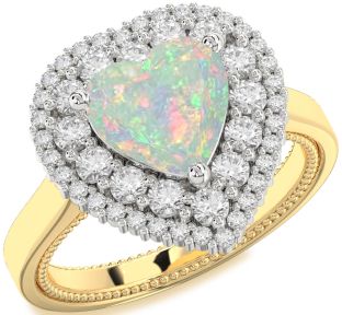 Diamond Amethyst Platinum & Yellow Gold Heart Halo Engagement Ring