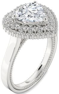 Diamond White Gold Heart Halo Engagement Ring