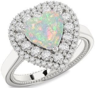 Diamond Amethyst Platinum Heart Halo Engagement Ring