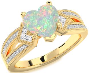 Diamond Amethyst Gold Heart Vintage Engagement Ring