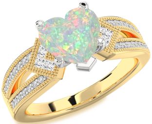 Diamond Amethyst Platinum & Yellow Gold Heart Vintage Engagement Ring