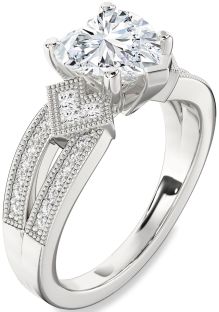 Diamond White Gold Heart Vintage Engagement Ring