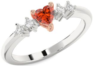 Diamond Amethyst Platinum & Rose Gold Heart Promise Ring