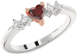 Diamond Amethyst Platinum & Rose Gold Heart Promise Ring