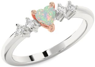 Diamond Amethyst Platinum & Rose Gold Heart Promise Ring